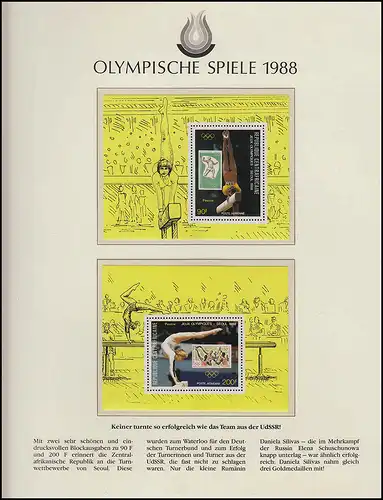 Olympische Spiele 1988 Seoul - Zentralafrika 4x Block, Schwebebalken, Pferd **