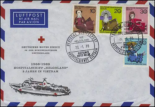 Poste maritime allemand Croix-Rouge Service hospitalier Vietnam MS HELGOLAND 20.1.1970