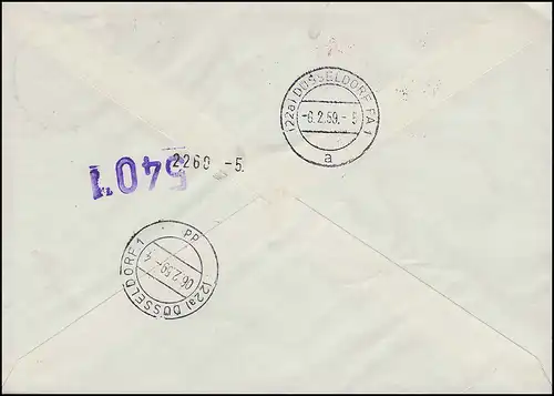 167 Hommes Berlin 20 Pf OR-Vbl. MeF Eil-Bf. Tages-O centré 5.2.59