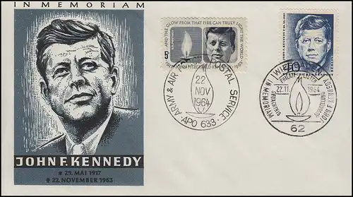 Schmuck-Umschlag IN MEMORIAM JOHN F. KENNEDY mit Berlin 241 und USA 860 je SSt