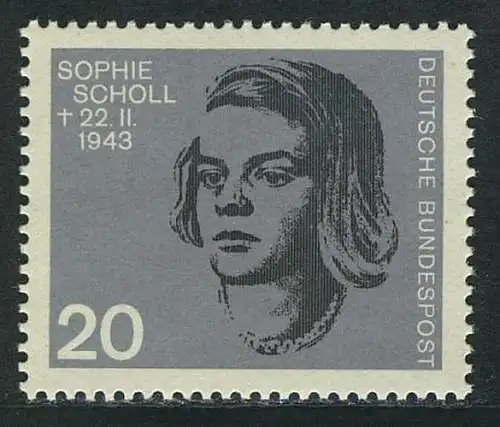 431 aus Block Widerstandskämpfer 20 Pf Sophie Scholl, original postfrisch **