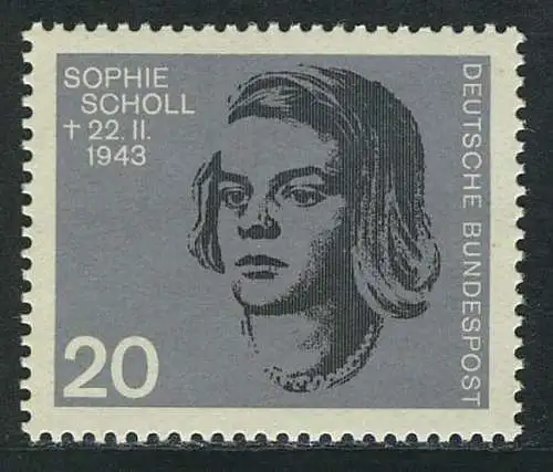 431 en bloc Résistances 20 Pf Sophie Scholl ** post-fraîchissement