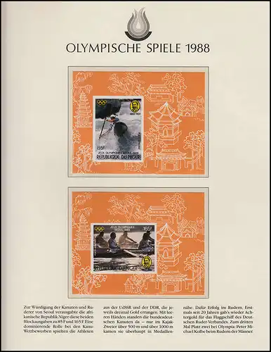 Olympische Spiele 1988 Seoul - Niger, Blöcke ungezähnt Kanu, Kajak Rudern **