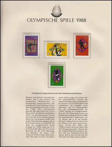 Jeux olympiques 1988 Séoul - Bhoutan, jeu coupé, saut en hauteur, handball **