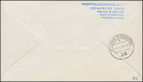 Airpost Lufthansa Premier vol Boeing 737 LH 819/978 STUTTGART/ BREMEN 1.4.1973