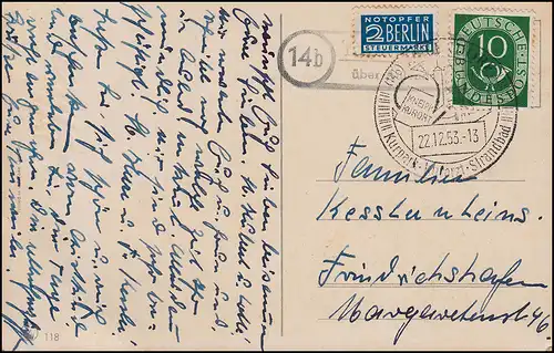 Campagne 14b Tannweiler sur AULENDORF 22.12.1953 AK Bougie Joyeux Noël