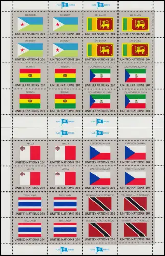 373-388 Nations Unies drapeaux de New York II 1981: ensemble avec 4 arche de compression **