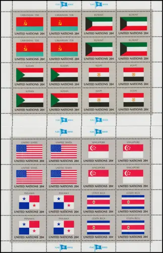 373-388 Nations Unies drapeaux de New York II 1981: ensemble avec 4 arche de compression **