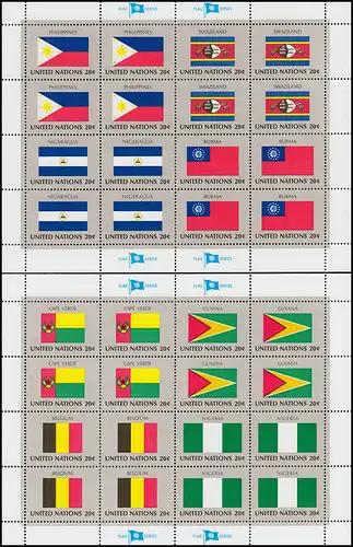 397-412 UNO New York Drapeaux III 1982: ensemble de 4 arches à compression à assembler **