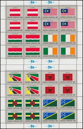 397-412 UNO New York Flaggen III 1982: Satz mit 4 Zusammendruck-Bogen **