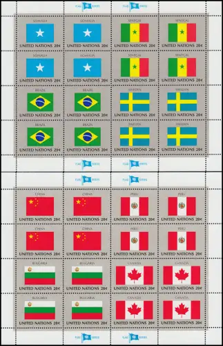 422-437 UNO New York Flaggen IV 1983: Satz mit 4 Zusammendruck-Bogen **