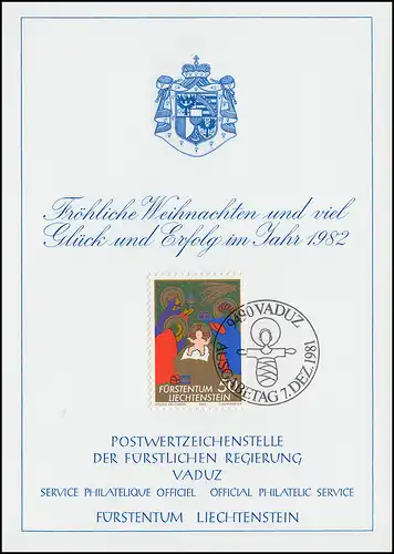 Liechtenstein 789 Noël - Carte de vœux pour la fin de l'année 1982