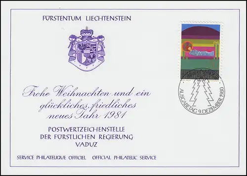 Liechtenstein 762 Noël - Carte de vœux pour la fin de l'année 1981