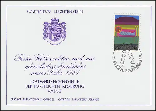 Liechtenstein 762 Weihnachten - Grußkarte zum Jahreswechsel 1981