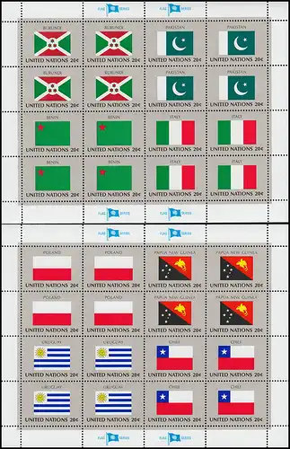 448-463 drapeaux de l'ONU New York V 1984: ensemble avec 4 booms de compression **