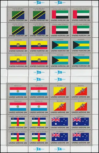 448-463 drapeaux de l'ONU New York V 1984: ensemble avec 4 booms de compression **