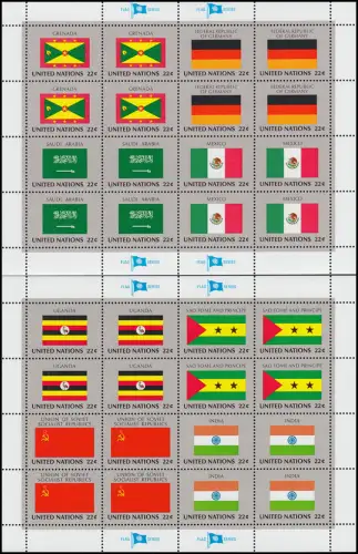 472-487 drapeaux des Nations Unies de New York VI 1985: ensemble avec 4 arche de compression **