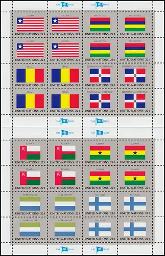 472-487 drapeaux des Nations Unies de New York VI 1985: ensemble avec 4 arche de compression **