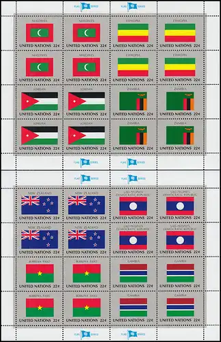 524-539 drapeaux de l'ONU de New York VIII 1987: ensemble de 4 bourrasques à compression à assembler **