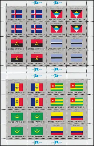 524-539 drapeaux de l'ONU de New York VIII 1987: ensemble de 4 bourrasques à compression à assembler **