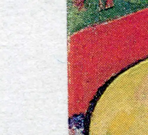 1843 Pechstein - 10er-Bogen mit PLF blauer Bildrandstrich links, Feld 1, **