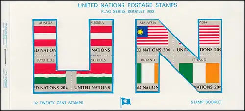 UNO New York Édition AIDIP Carnets de drapeaux 1982 Numéro 3B (blanc) **