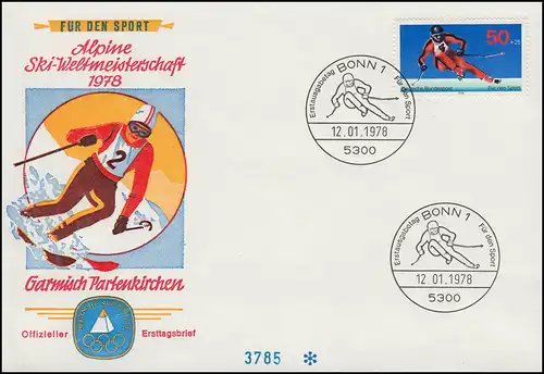958 Abfahrtslauf 1978: Sporthilfe-FDC ESSt Bonn Abfahrtsläufer 12.1.78