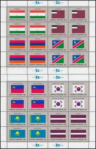 722-729 drapeaux des Nations unies XI-York 1997: jeu avec 2 booms à compression à assembler **