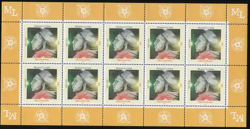 1841 Martin Luther - Bogen 10 avec PLF bleu trait à gauche de la 100, **