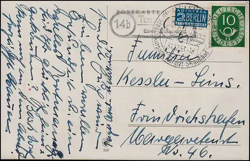 Landpost 14b Tannweiler über AULENDORF 31.12.53 AK Glückwünsche zum neuen Jahr