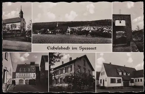 Landpost Eichelsbach über ASCHAFFENBURG 2 AK Eichelsbach Orts Ansichten um 1957