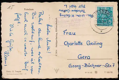 Landpost Geltow-Wildpark über POTSDAM 16.11.56 Foto AK Potsdam Helgde Verlag