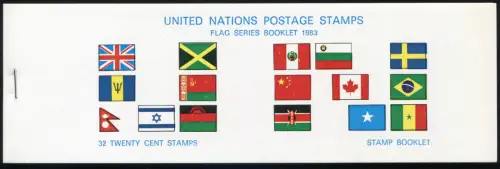 UNO New York AIDIP-Edition Flaggen-Markenheftchen 1983 Nummer 4A (weiß) ** 