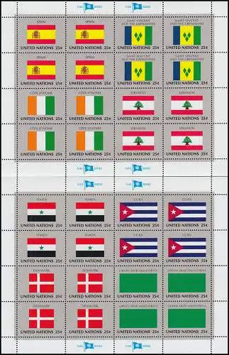 553-568 drapeaux de l'ONU New York IX 1988: ensemble avec 4 arche de compression **