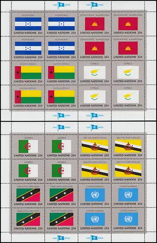 579-594 drapeaux de l'ONU New York X 1989: ensemble avec 4 booms de compression **