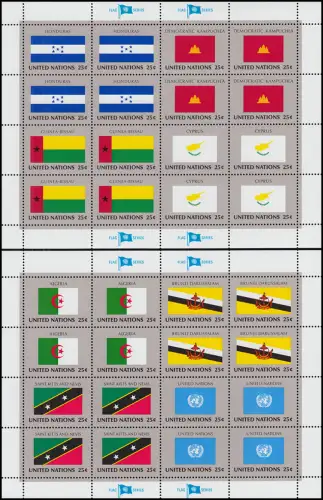 579-594 drapeaux de l'ONU New York X 1989: ensemble avec 4 booms de compression **