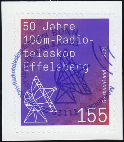 3622 Radioteleskop Effelsberg, selbstklebend aus MH 123, EV-O Bonn 5.8.2021