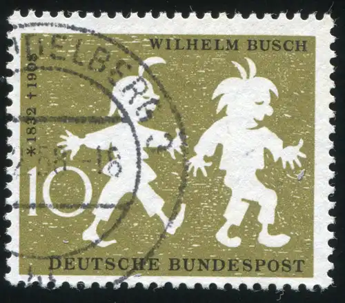 281 Wilhelm Busch mit PLF weißer Fleck am Haarzipfel, gestempelt