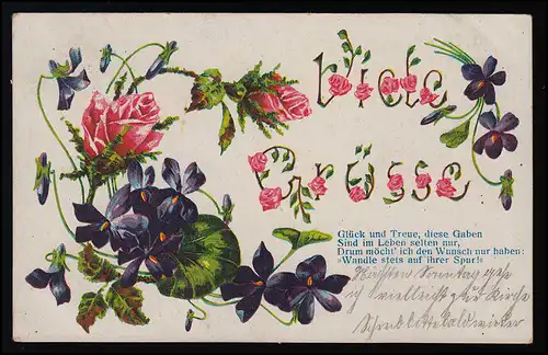 AK No. 5032 Roses violettes BEAUCOUP DE GRATUITS, Verset: Bonne et Fidélité, VERDE 19.11.10