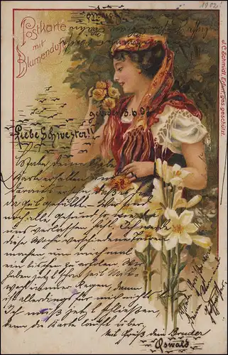 46 Point 5 Pf en tant qu'EE sur AK avec parfum floral MERSCHEID 9.6.1902 selon CLEVE 9.6.2