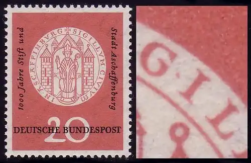 255 Aschaffenburg, PLF Punkt zwischen GI, Feld 39, ** postfrisch