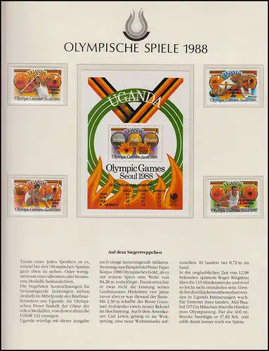Olympische Spiele 1988 Seoul - Uganda Block/ Satz Medaillen Speerwurf Hochsprung