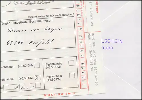 FDC 1.4.1997 pour le nouveau document d'entrée, HANNOVER