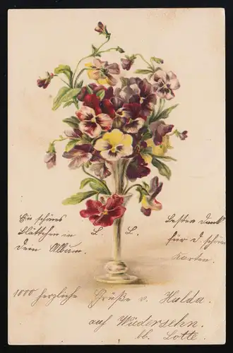 Vase en verre délicat avec belle-mère, RAPPERSWIL/HÔPITAL DE WALZEN 12/ 13. 7.1900