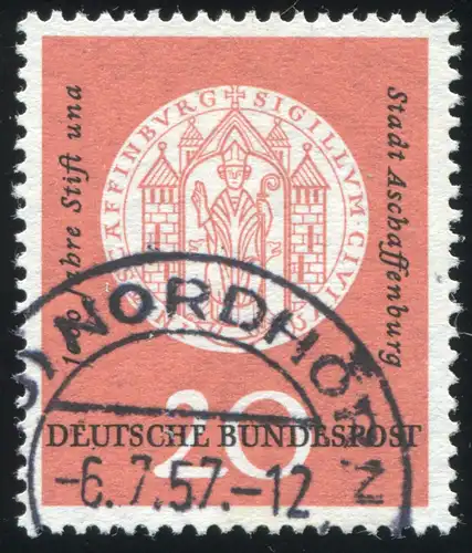255I Aschaffenburg avec PLF I una lieu et, cacheté NORDHORN 6.7.57
