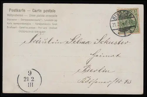 AK 450 Abendstimmung am See, Boot, Weiden, gelbe Blüten, RIXDORF 21.2.1904