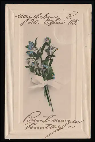 AK 1212 Carl H. Odemar, Wildblumen & Schleife, MAGDEBURG / ZWÖNITZ 20./21.6.1903