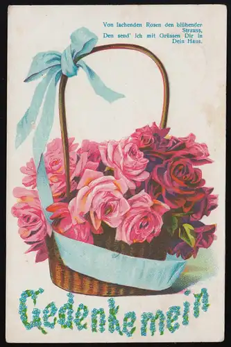 AK Mein, Panier Roses Fleurs "De Rosen Riant.", LENGERICH 5.8.1910