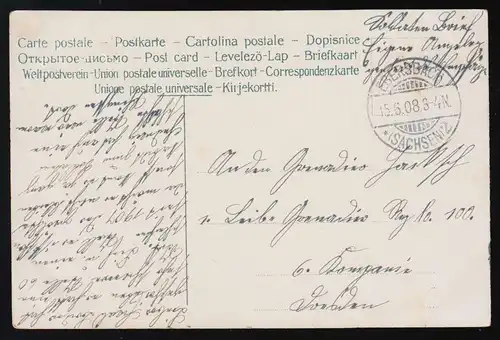 AK Au revoir, ne pas oublier le coeur Roses Maigloeck, Verset, EBERSBACH 15.6.08