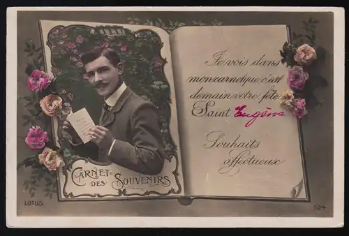 AK Lotus 524 Carnet du souvenir homme Livre Roses, MÉTHODOLOGIE (Els) 12.7.1910